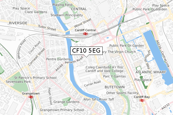 CF10 5EG map - small scale - OS Open Zoomstack (Ordnance Survey)