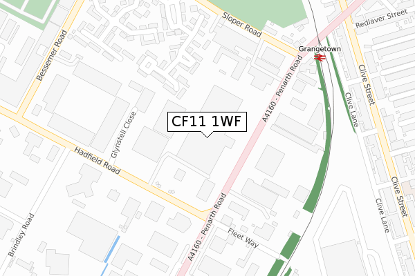CF11 1WF map - large scale - OS Open Zoomstack (Ordnance Survey)