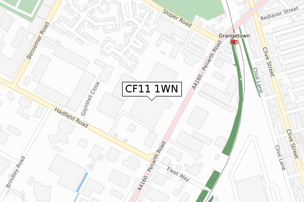 CF11 1WN map - large scale - OS Open Zoomstack (Ordnance Survey)