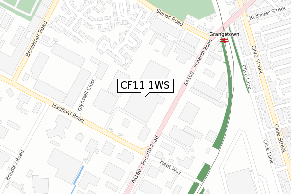 CF11 1WS map - large scale - OS Open Zoomstack (Ordnance Survey)