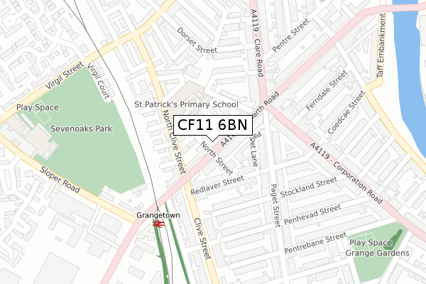 CF11 6BN map - large scale - OS Open Zoomstack (Ordnance Survey)