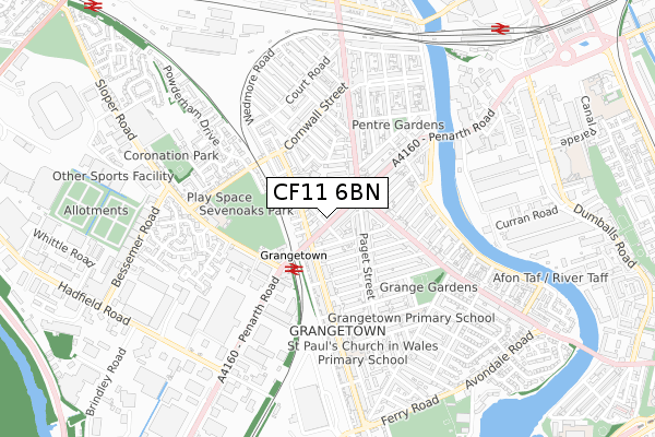 CF11 6BN map - small scale - OS Open Zoomstack (Ordnance Survey)