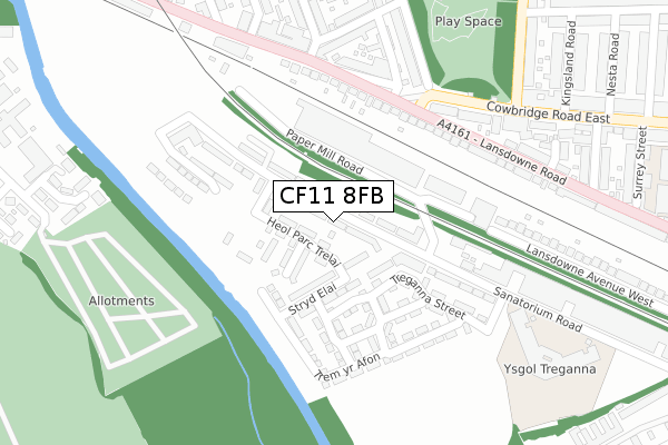 CF11 8FB map - large scale - OS Open Zoomstack (Ordnance Survey)