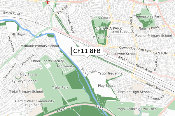 CF11 8FB map - small scale - OS Open Zoomstack (Ordnance Survey)