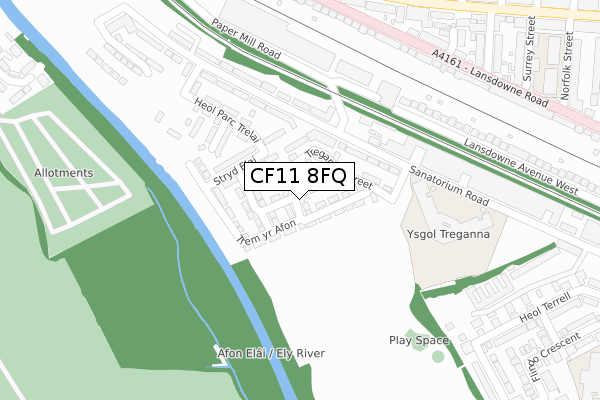 CF11 8FQ map - large scale - OS Open Zoomstack (Ordnance Survey) CF11 8FQ map - large scale - OS Open Zoomstack (Ordnance Survey)