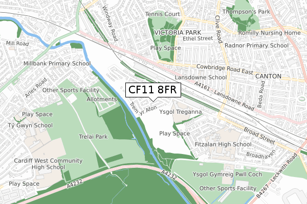CF11 8FR map - small scale - OS Open Zoomstack (Ordnance Survey) CF11 8FR map - small scale - OS Open Zoomstack (Ordnance Survey)