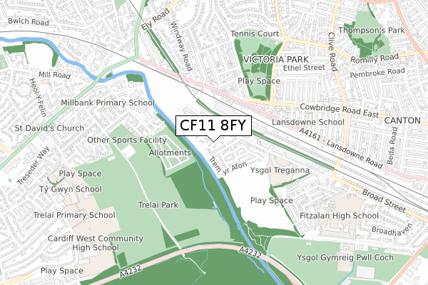 CF11 8FY map - small scale - OS Open Zoomstack (Ordnance Survey) CF11 8FY map - small scale - OS Open Zoomstack (Ordnance Survey)