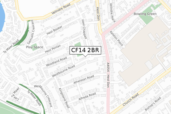 CF14 2BR map - large scale - OS Open Zoomstack (Ordnance Survey)