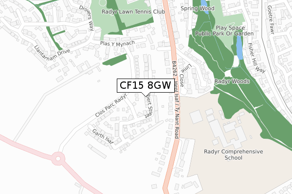 CF15 8GW map - large scale - OS Open Zoomstack (Ordnance Survey)