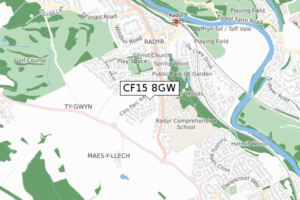 CF15 8GW map - small scale - OS Open Zoomstack (Ordnance Survey)