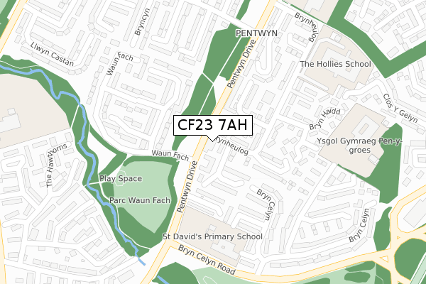 CF23 7AH map - large scale - OS Open Zoomstack (Ordnance Survey) CF23 7AH map - large scale - OS Open Zoomstack (Ordnance Survey)