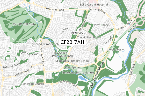 CF23 7AH map - small scale - OS Open Zoomstack (Ordnance Survey)