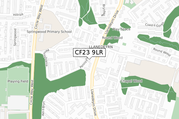 CF23 9LR map - large scale - OS Open Zoomstack (Ordnance Survey)
