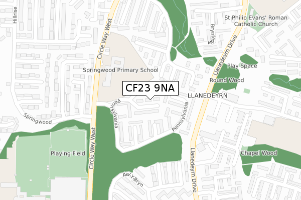 CF23 9NA map - large scale - OS Open Zoomstack (Ordnance Survey)