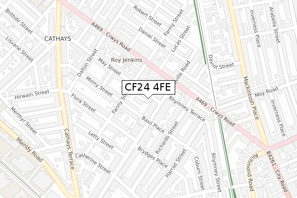 CF24 4FE map - large scale - OS Open Zoomstack (Ordnance Survey)