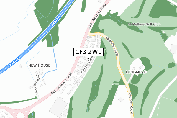 CF3 2WL map - large scale - OS Open Zoomstack (Ordnance Survey)