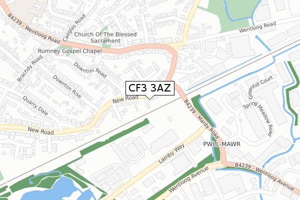 CF3 3AZ map - large scale - OS Open Zoomstack (Ordnance Survey) CF3 3AZ map - large scale - OS Open Zoomstack (Ordnance Survey)