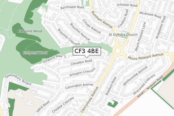 CF3 4BE map - large scale - OS Open Zoomstack (Ordnance Survey)