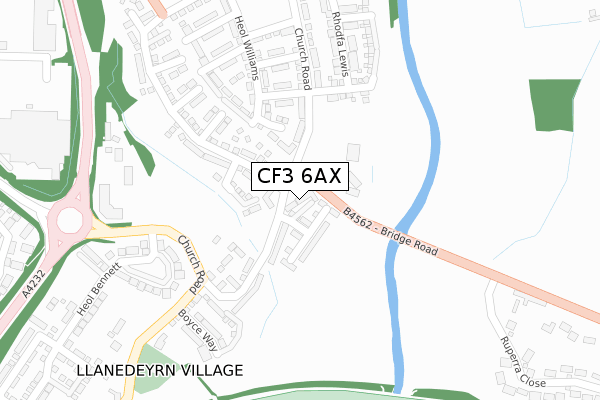 CF3 6AX map - large scale - OS Open Zoomstack (Ordnance Survey)