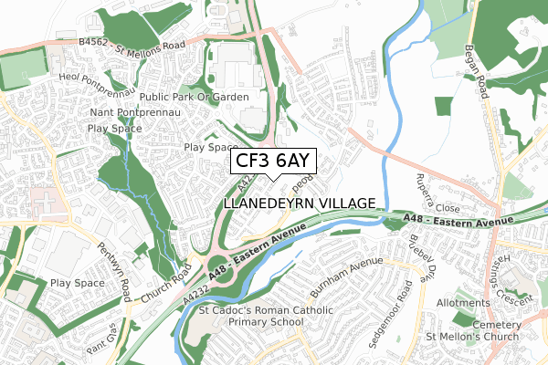 CF3 6AY map - small scale - OS Open Zoomstack (Ordnance Survey) CF3 6AY map - small scale - OS Open Zoomstack (Ordnance Survey)