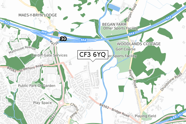 CF3 6YQ map - small scale - OS Open Zoomstack (Ordnance Survey) CF3 6YQ map - small scale - OS Open Zoomstack (Ordnance Survey)