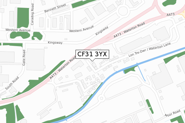 CF31 3YX map - large scale - OS Open Zoomstack (Ordnance Survey) CF31 3YX map - large scale - OS Open Zoomstack (Ordnance Survey)