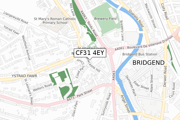 CF31 4EY map - large scale - OS Open Zoomstack (Ordnance Survey)