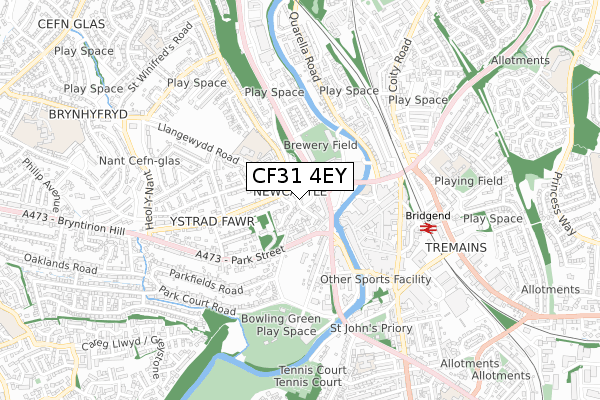 CF31 4EY map - small scale - OS Open Zoomstack (Ordnance Survey)