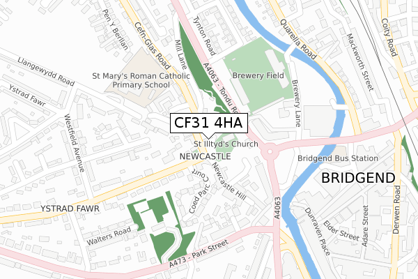 CF31 4HA map - large scale - OS Open Zoomstack (Ordnance Survey)