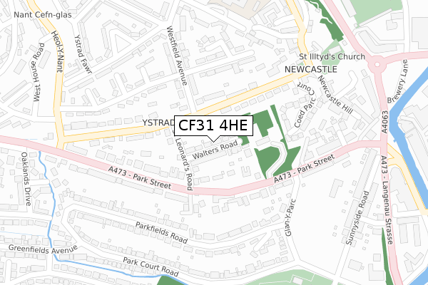 CF31 4HE map - large scale - OS Open Zoomstack (Ordnance Survey)