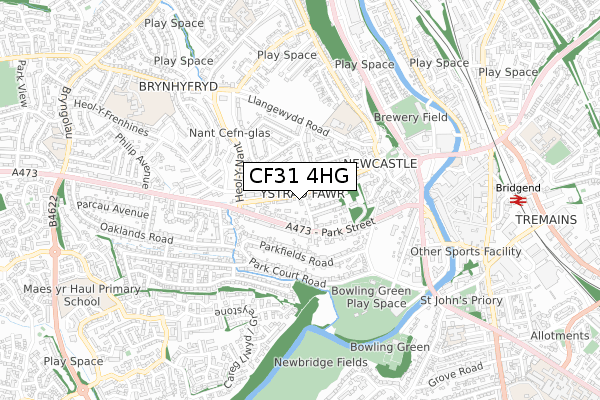 CF31 4HG map - small scale - OS Open Zoomstack (Ordnance Survey)