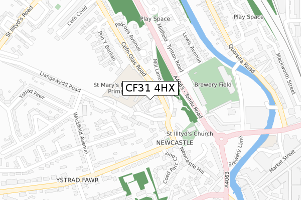 CF31 4HX map - large scale - OS Open Zoomstack (Ordnance Survey) CF31 4HX map - large scale - OS Open Zoomstack (Ordnance Survey)