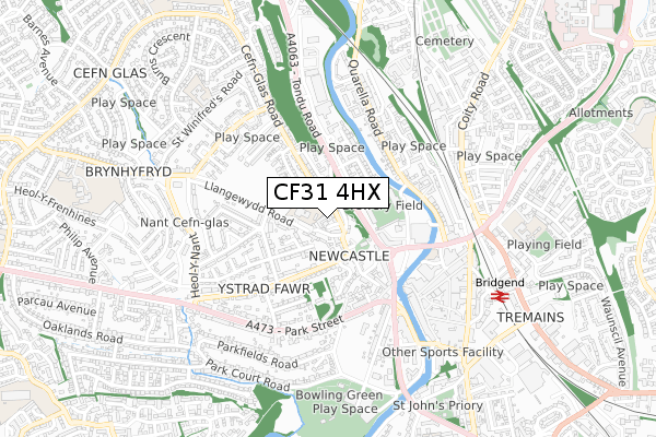 CF31 4HX map - small scale - OS Open Zoomstack (Ordnance Survey) CF31 4HX map - small scale - OS Open Zoomstack (Ordnance Survey)