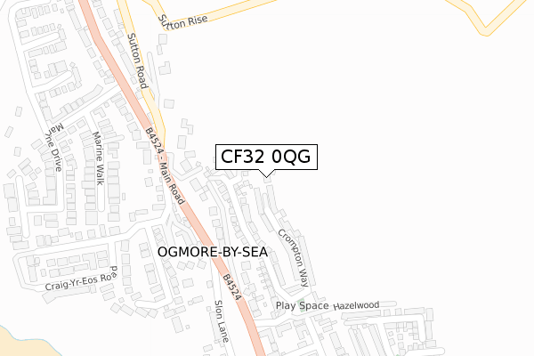 CF32 0QG map - large scale - OS Open Zoomstack (Ordnance Survey)