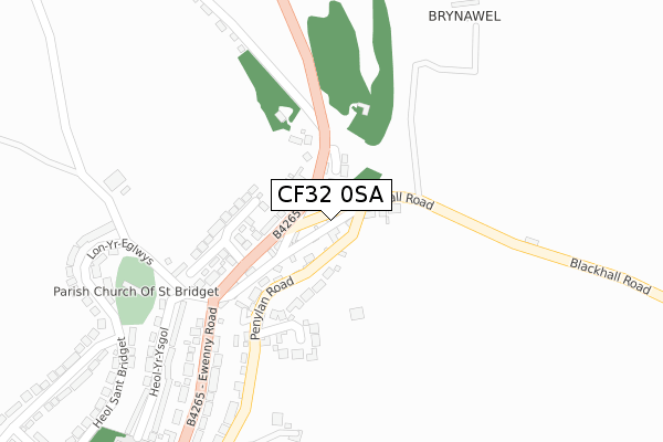 CF32 0SA map - large scale - OS Open Zoomstack (Ordnance Survey)