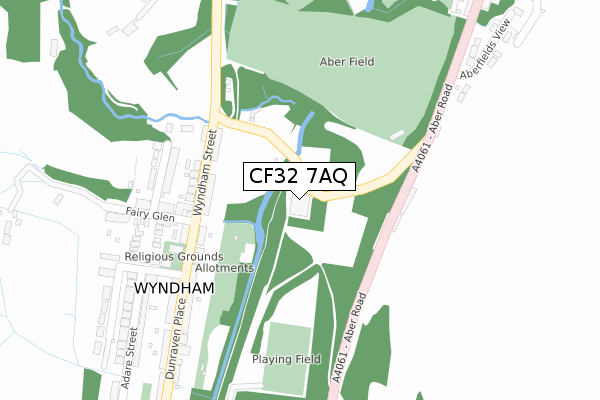 CF32 7AQ map - large scale - OS Open Zoomstack (Ordnance Survey)