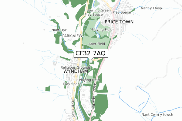 CF32 7AQ map - small scale - OS Open Zoomstack (Ordnance Survey)