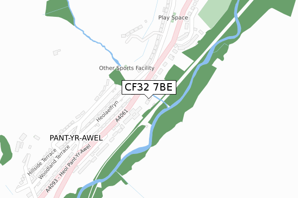 CF32 7BE map - large scale - OS Open Zoomstack (Ordnance Survey)