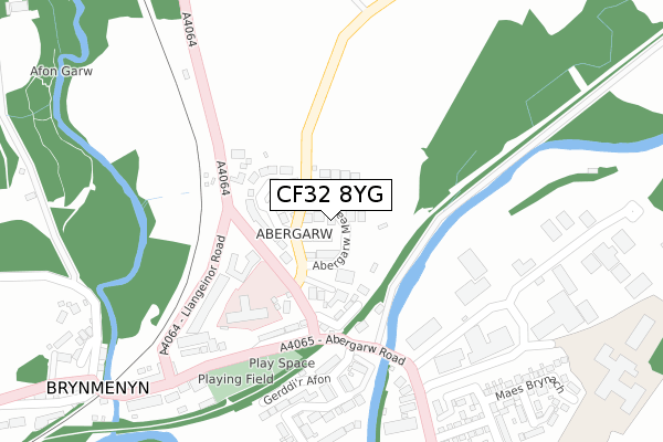CF32 8YG map - large scale - OS Open Zoomstack (Ordnance Survey)