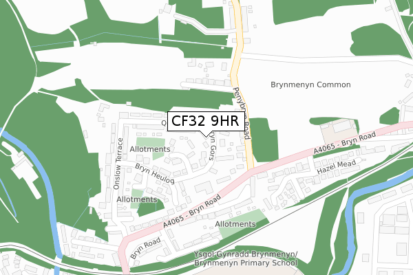 CF32 9HR map - large scale - OS Open Zoomstack (Ordnance Survey)