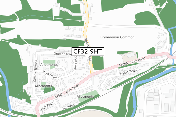 CF32 9HT map - large scale - OS Open Zoomstack (Ordnance Survey)