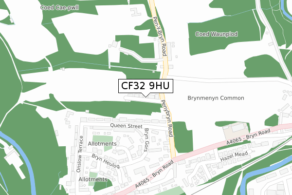 CF32 9HU map - large scale - OS Open Zoomstack (Ordnance Survey)