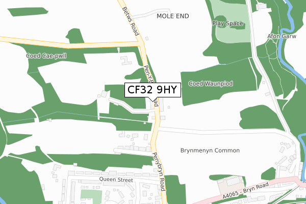 CF32 9HY map - large scale - OS Open Zoomstack (Ordnance Survey)