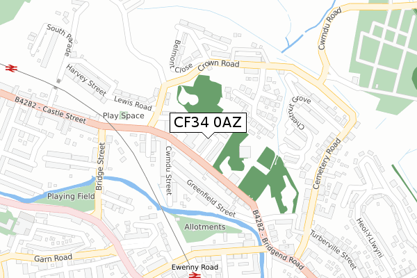 CF34 0AZ map - large scale - OS Open Zoomstack (Ordnance Survey) CF34 0AZ map - large scale - OS Open Zoomstack (Ordnance Survey)