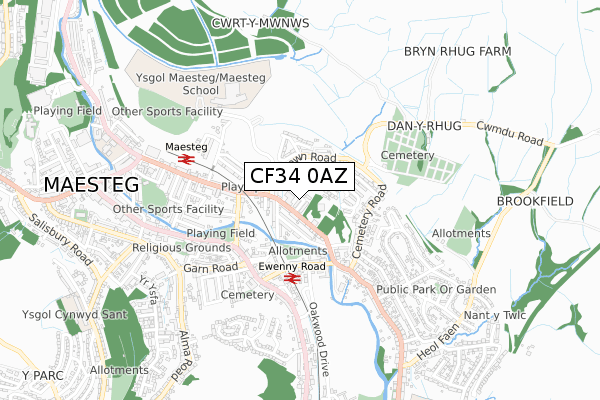 CF34 0AZ map - small scale - OS Open Zoomstack (Ordnance Survey) CF34 0AZ map - small scale - OS Open Zoomstack (Ordnance Survey)