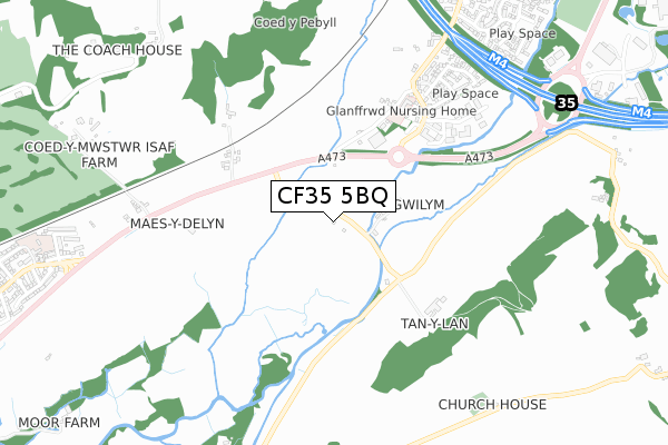 CF35 5BQ map - small scale - OS Open Zoomstack (Ordnance Survey)