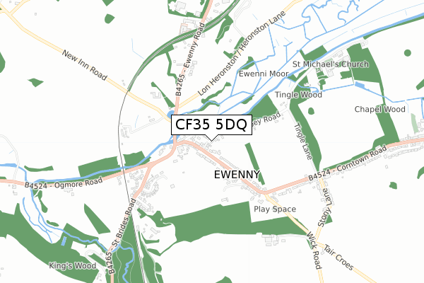 CF35 5DQ map - small scale - OS Open Zoomstack (Ordnance Survey)