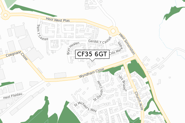 CF35 6GT map - large scale - OS Open Zoomstack (Ordnance Survey) CF35 6GT map - large scale - OS Open Zoomstack (Ordnance Survey)