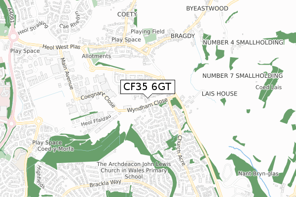 CF35 6GT map - small scale - OS Open Zoomstack (Ordnance Survey) CF35 6GT map - small scale - OS Open Zoomstack (Ordnance Survey)
