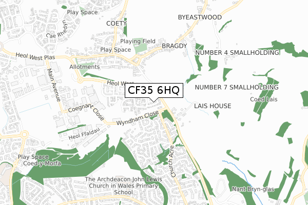CF35 6HQ map - small scale - OS Open Zoomstack (Ordnance Survey)